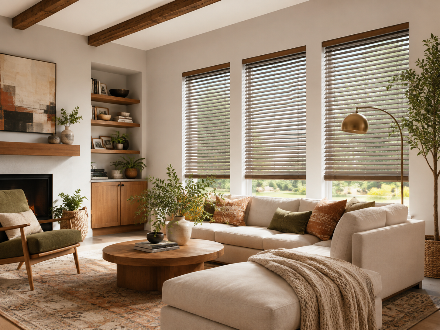Poly blinds in a modern living room